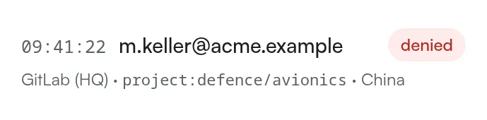 an audit log entry for a denied request